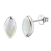 Mother of Pearl Lens Shaped Silver Earrings, e351st